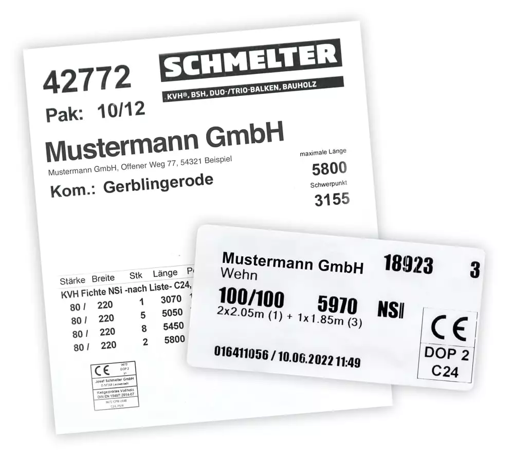 Etikett und Paketschein